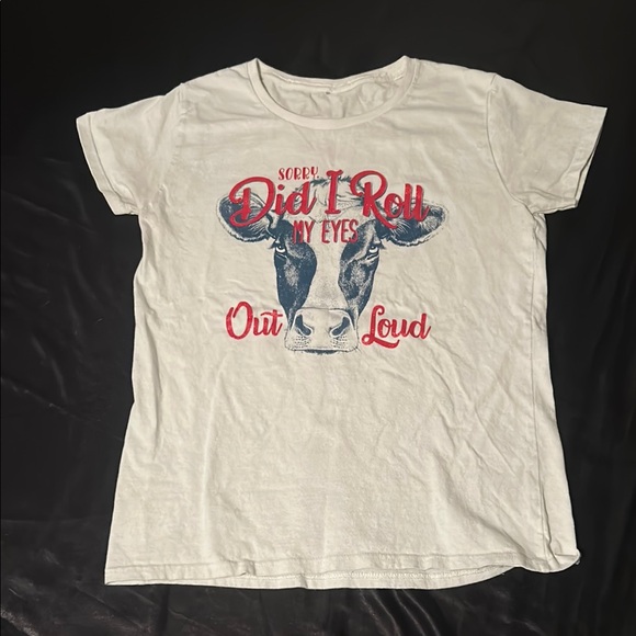White Kids T-Shirt with Cow Print - Picture 1 of 1